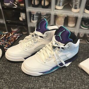 Jordan Grape 5s (GS) White and Purple High-Top Sneakers